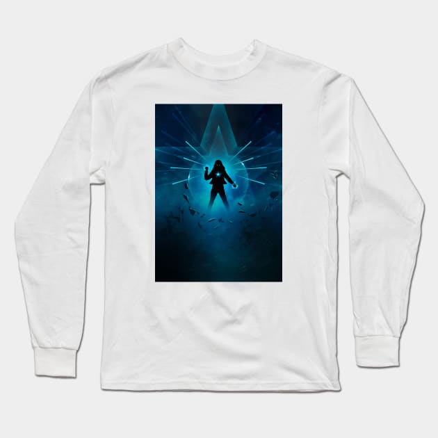 Blue Star Girl Long Sleeve T-Shirt by SaifulCreation